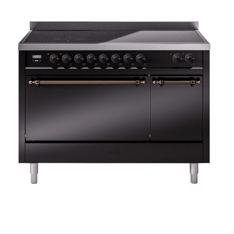 Nostalgie II 48 UPI486QNMPBKB Freestanding Electric Range Range with Induction Double Oven with Solid Door with Bronze knobs