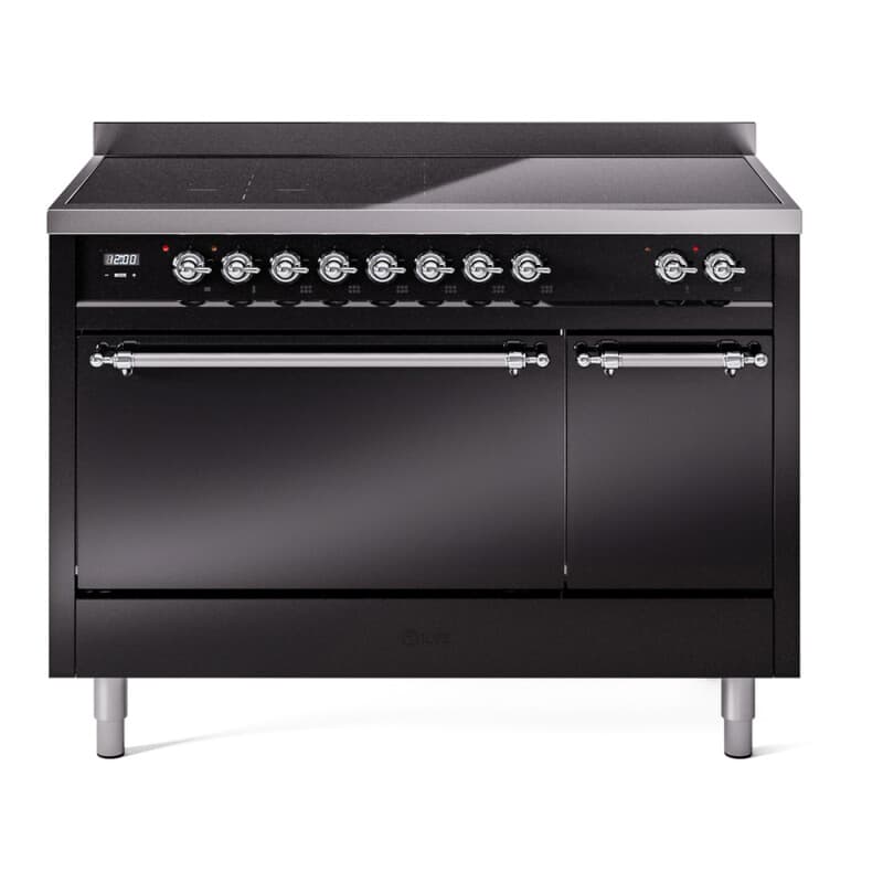 Nostalgie II 48 UPI486QNMPBKC Freestanding Electric Range Range with Induction Double Oven with Solid Door with Chrome knobs