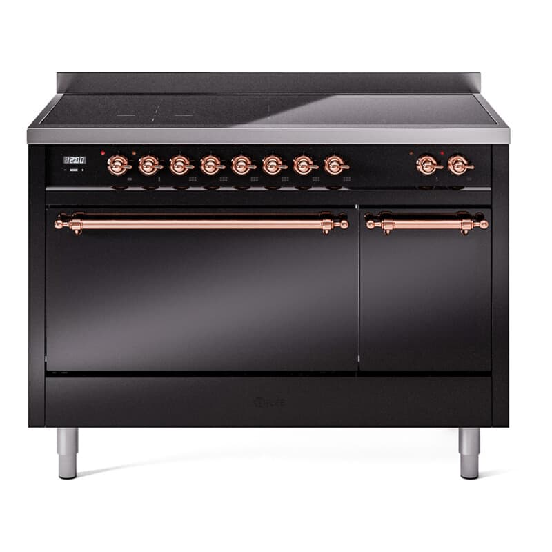 Nostalgie II 48 UPI486QNMPBKP Freestanding Electric Range Range with Induction Double Oven with Solid Door with Copper knobs