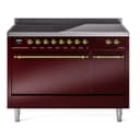 Nostalgie II 48 UPI486QNMPBUG Freestanding Electric Range Range with Induction Double Oven with Solid Door with Brass knobs view 1