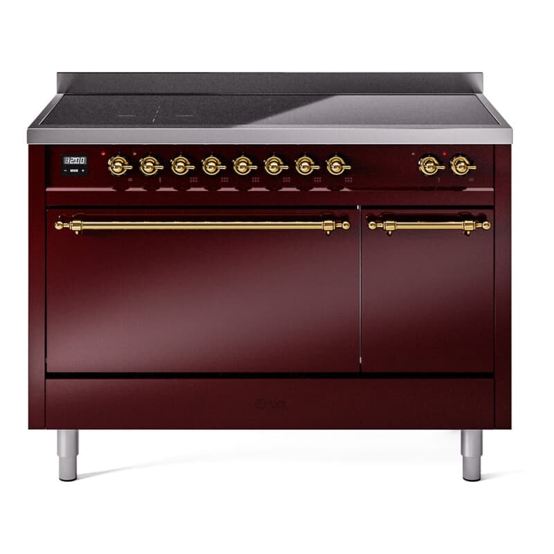 Nostalgie II 48 UPI486QNMPBUG Freestanding Electric Range Range with Induction Double Oven with Solid Door with Brass knobs