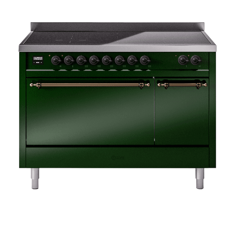 Nostalgie II 48 UPI486QNMPEGB Freestanding Electric Range Range with Induction Double Oven with Solid Door with Bronze knobs