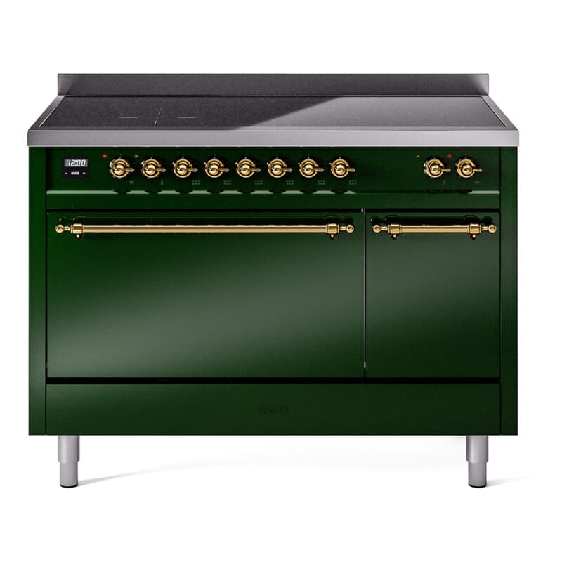Nostalgie II 48 UPI486QNMPEGG Freestanding Electric Range Range with Induction Double Oven with Solid Door with Brass knobs