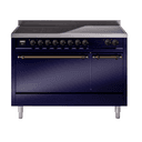 Nostalgie II 48 UPI486QNMPMBB Freestanding Electric Range Range with Induction Double Oven with Solid Door with Bronze knobs view 1