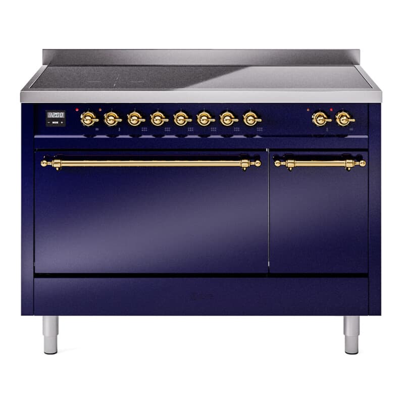 Nostalgie II 48 UPI486QNMPMBG Freestanding Electric Range Range with Induction Double Oven with Solid Door with Brass knobs