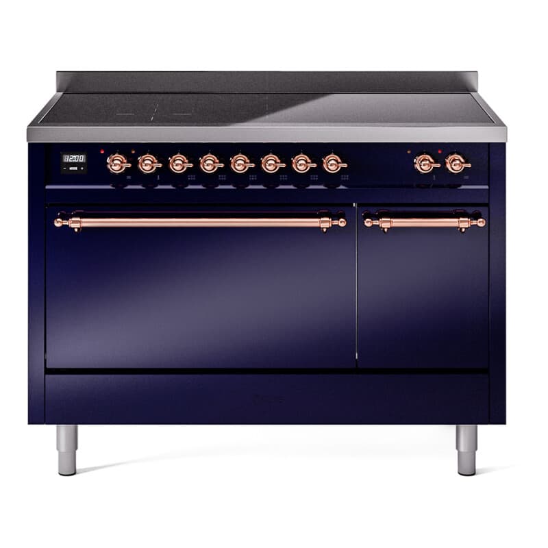 Nostalgie II 48 UPI486QNMPMBP Freestanding Electric Range Range with Induction Double Oven with Solid Door with Copper knobs