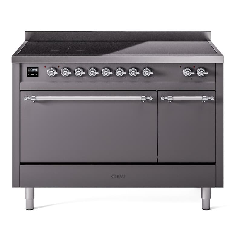 Nostalgie II 48 UPI486QNMPMGC Freestanding Electric Range Range with Induction Double Oven with Solid Door with Chrome knobs