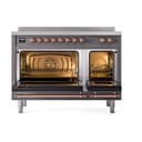 Nostalgie II 48 UPI486QNMPMGP Freestanding Electric Range Range with Induction Double Oven with Solid Door with Copper knobs view 2