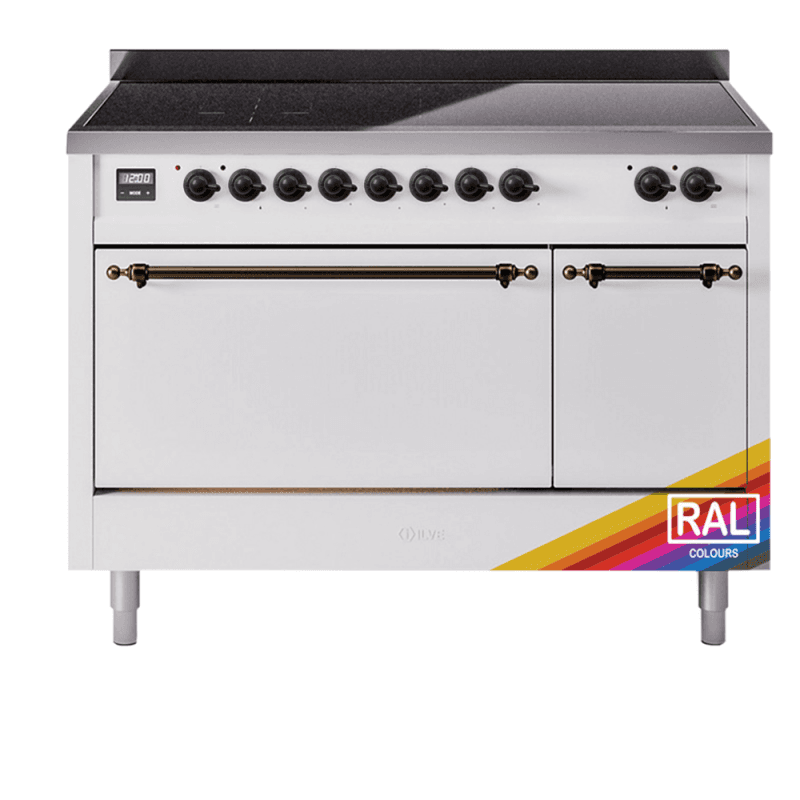 Nostalgie II 48 UPI486QNMPRAB Freestanding Electric Range Range with Induction Double Oven with Solid Door with Bronze knobs
