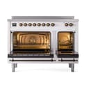 Nostalgie II 48 UPI486QNMPRAB Freestanding Electric Range Range with Induction Double Oven with Solid Door with Bronze knobs view 2