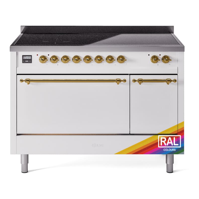 Nostalgie II 48 UPI486QNMPRAG Freestanding Electric Range Range with Induction Double Oven with Solid Door with Brass knobs