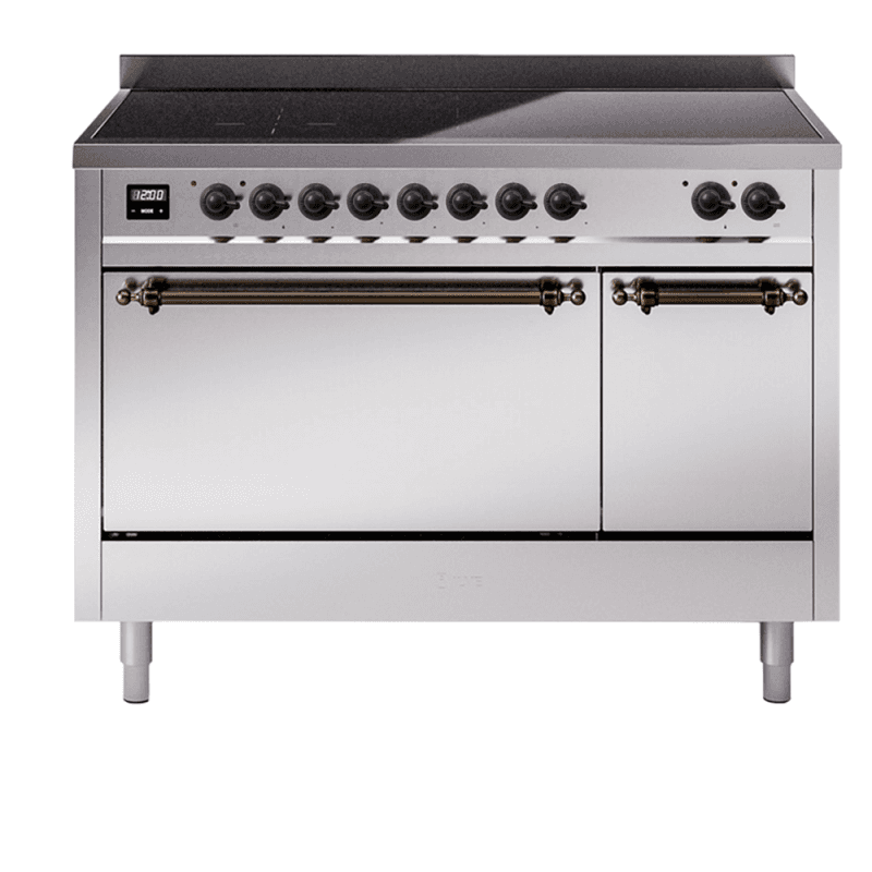 Nostalgie II 48 UPI486QNMPSSB Freestanding Electric Range Range with Induction Double Oven with Solid Door with Bronze knobs