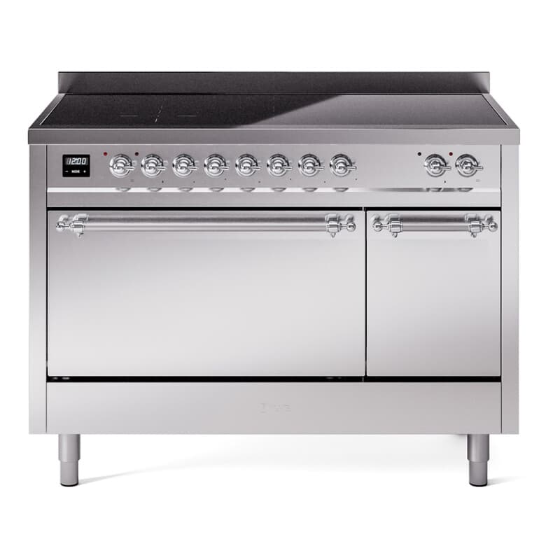Nostalgie II 48 UPI486QNMPSSC Freestanding Electric Range Range with Induction Double Oven with Solid Door with Chrome knobs