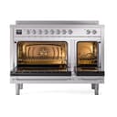 Nostalgie II 48 UPI486QNMPSSC Freestanding Electric Range Range with Induction Double Oven with Solid Door with Chrome knobs view 2