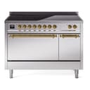 Nostalgie II 48 UPI486QNMPSSG Freestanding Electric Range Range with Induction Double Oven with Solid Door with Brass knobs view 1