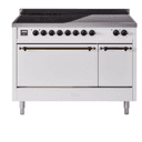 Nostalgie II 48 UPI486QNMPWHB Freestanding Electric Range Range with Induction Double Oven with Solid Door with Bronze knobs view 1