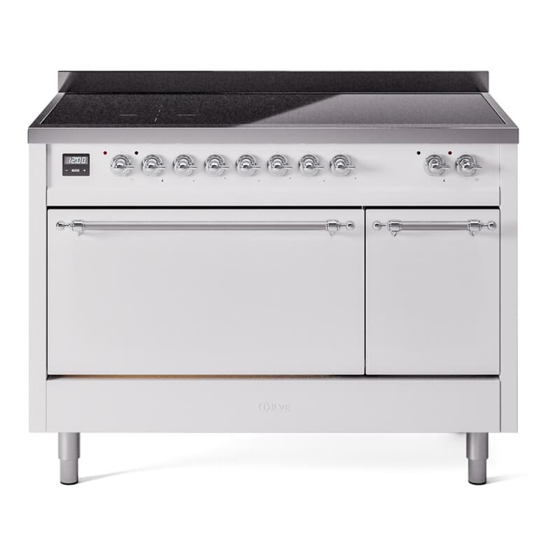 Nostalgie II 48 UPI486QNMPWHC Freestanding Electric Range Range with Induction Double Oven with Solid Door with Chrome knobs