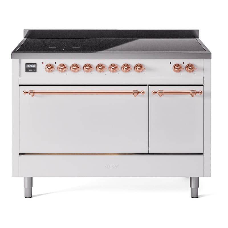 Nostalgie II 48 UPI486QNMPWHP Freestanding Electric Range Range with Induction Double Oven with Solid Door with Copper knobs