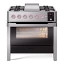Panoramagic 36 UPM09FDS3SS Freestanding Dual Fuel Range with 6 Sealed Burners with Griddle Single Oven with Triple Glass Door with Satin knobs view 1