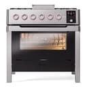 Panoramagic 36 UPM09FDS3SS Freestanding Dual Fuel Range with 6 Sealed Burners with Griddle Single Oven with Triple Glass Door with Satin knobs view 2
