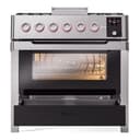Panoramagic 36 UPM09FDS3SS Freestanding Dual Fuel Range with 6 Sealed Burners with Griddle Single Oven with Triple Glass Door with Satin knobs view 4
