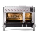 Panoramagic 48 UPM12FDS3SS Freestanding Dual Fuel Range with 8 Sealed Burners with Griddle Double Oven with Triple Glass Door with Satin knobs view 3