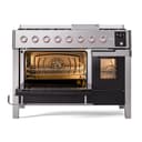 Panoramagic 48 UPM12FDS3SS Freestanding Dual Fuel Range with 8 Sealed Burners with Griddle Double Oven with Triple Glass Door with Satin knobs view 4