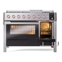 Panoramagic 48 UPM12FDS3SS Freestanding Dual Fuel Range with 8 Sealed Burners with Griddle Double Oven with Triple Glass Door with Satin knobs view 5