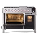 Panoramagic 48 UPM12FDS3SS Freestanding Dual Fuel Range with 8 Sealed Burners with Griddle Double Oven with Triple Glass Door with Satin knobs view 4