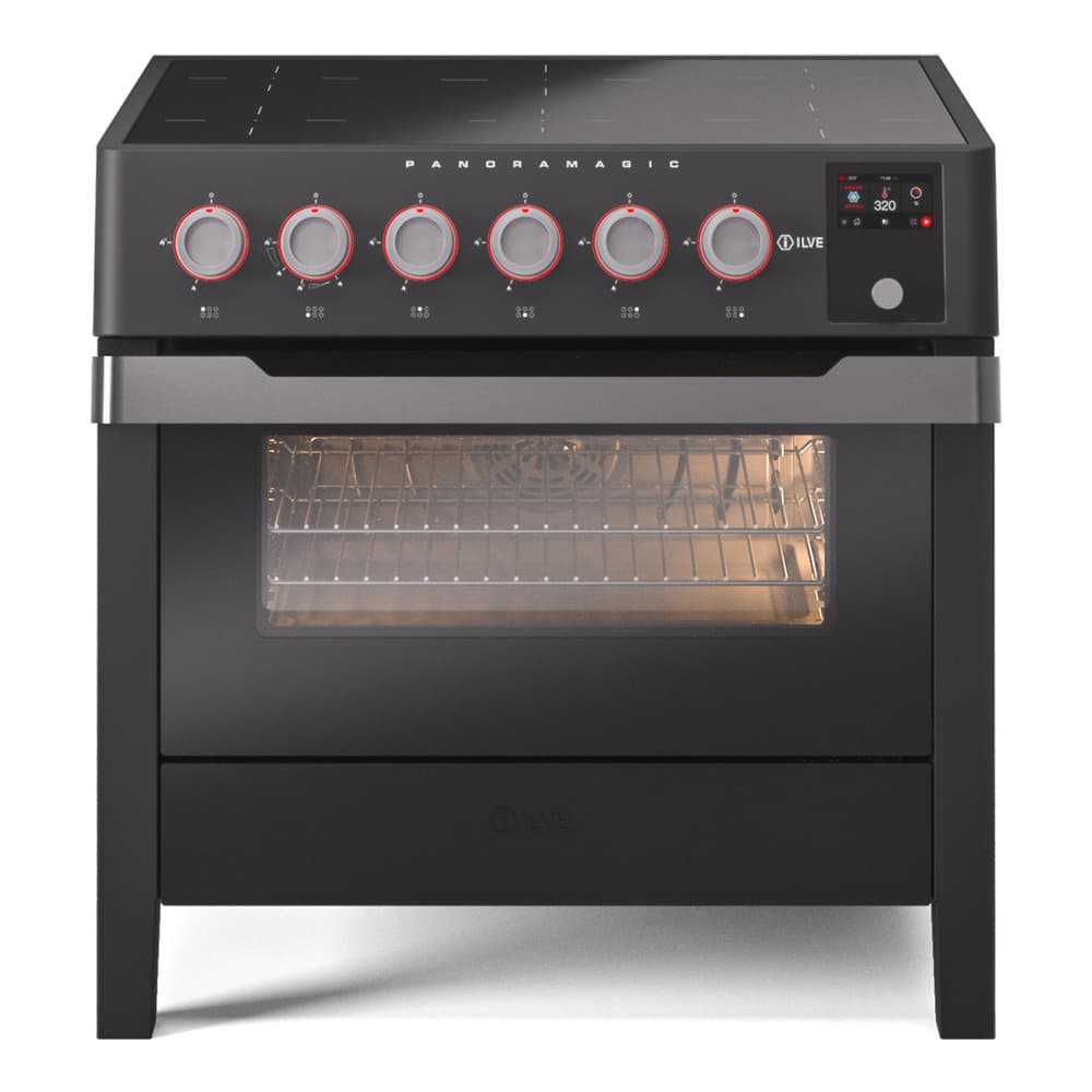 Panoramagic 36 UPMI09S3MK Freestanding Electric Range Range with Induction Single Oven with Triple Glass Door with Satin knobs