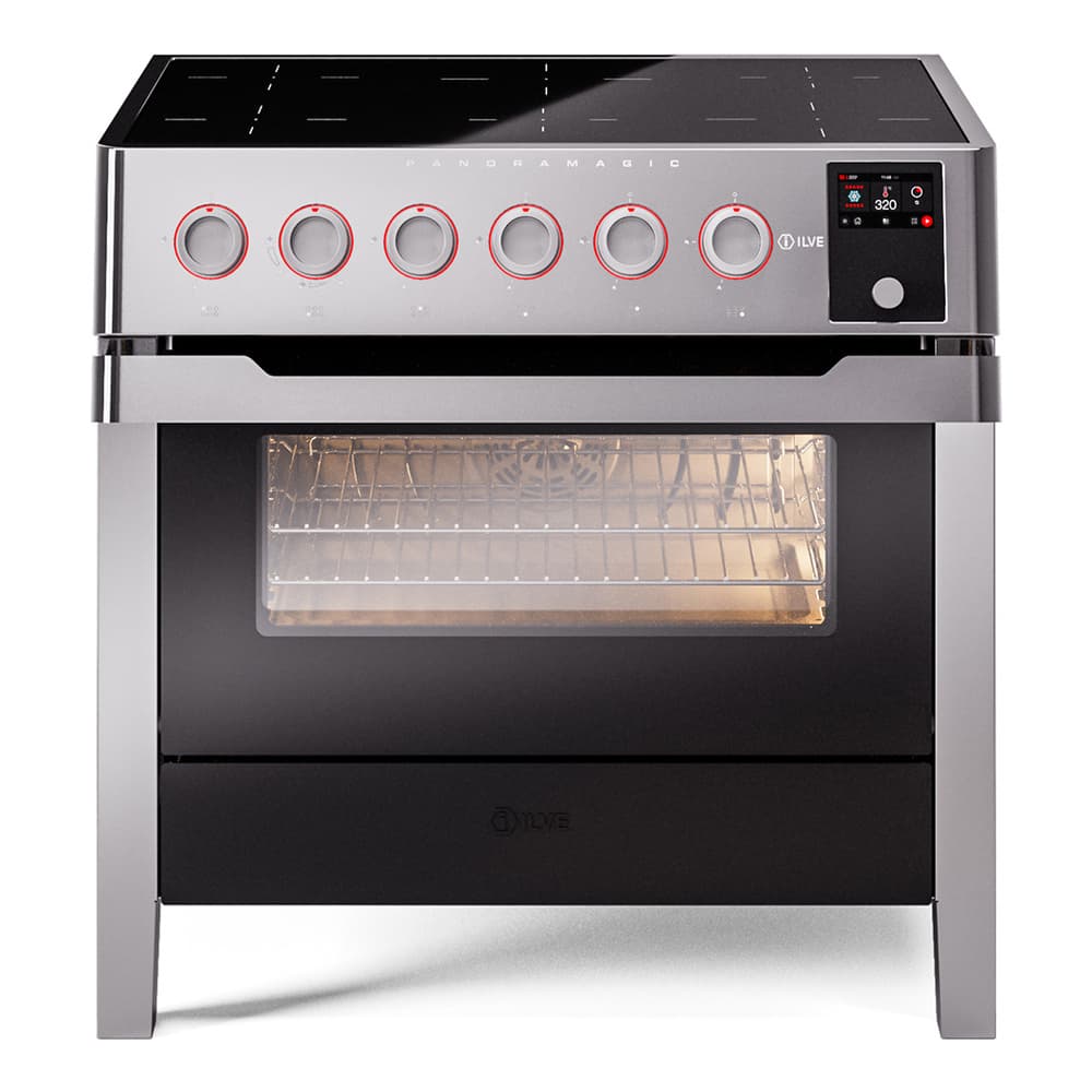 Panoramagic 36 UPMI09S3SS Freestanding Electric Range Range with Induction Single Oven with Triple Glass Door with Satin knobs