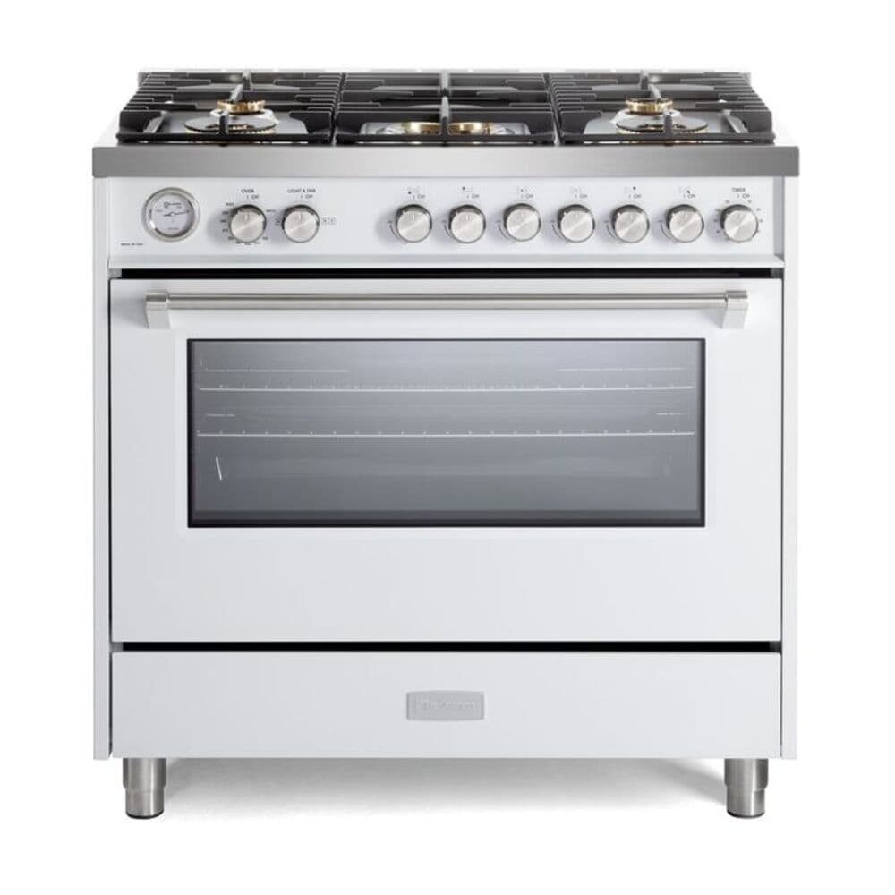36 inch Ultima Collection Freestanding Gas Range with 5 Sealed SABAF Brass Burners, 5 cu. ft. Oven Capacity, Temperature Gauge