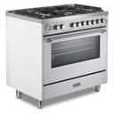 36 inch Ultima Collection Freestanding Gas Range with 5 Sealed SABAF Brass Burners, 5 cu. ft. Oven Capacity, Temperature Gauge view 4