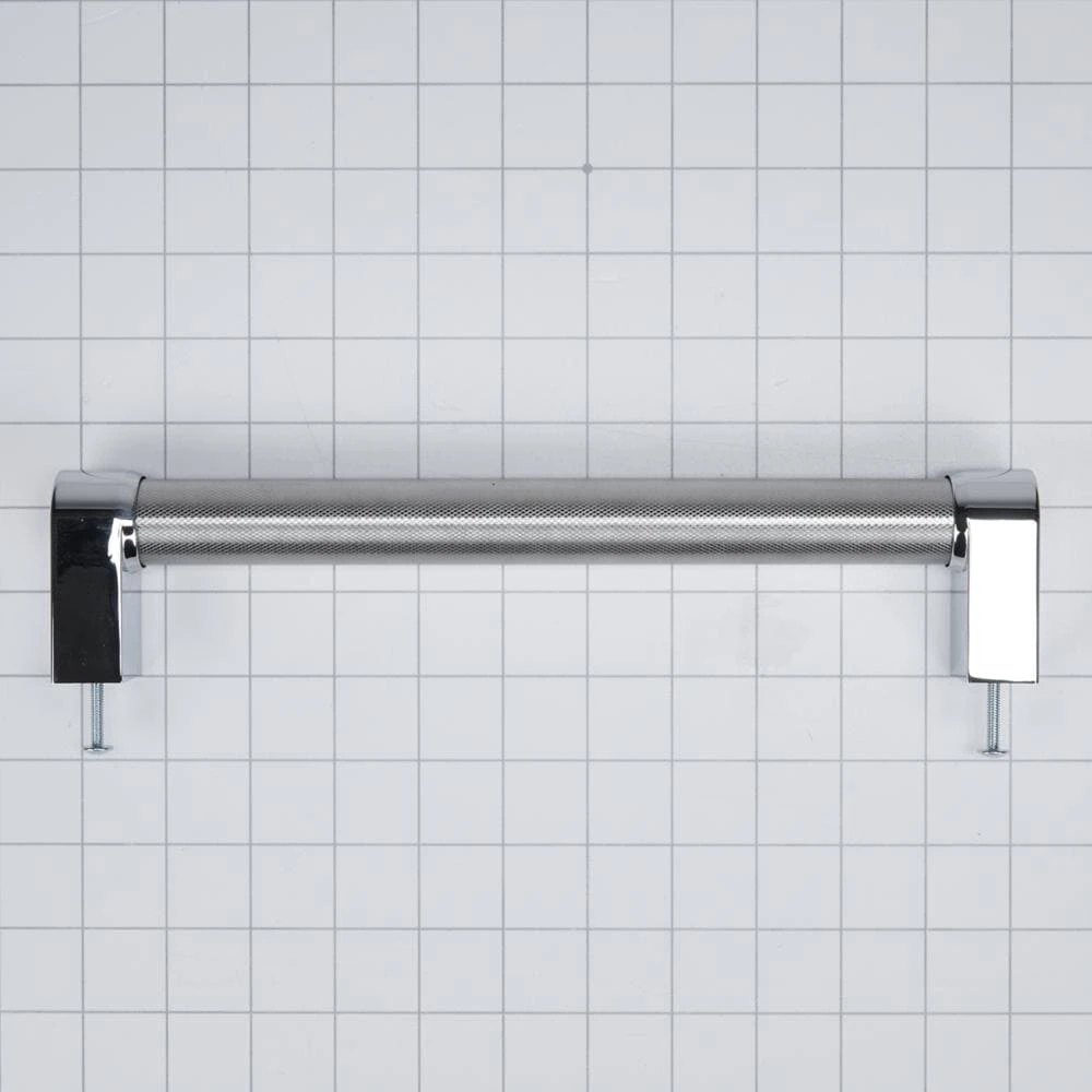 Panel-Ready Compactor Handle Kit - Stainless Steel with Textured Straight Bar and Red Medallion Ends for KitchenAid Model KTTS505EPA (Includes Hardware)
