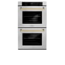 Autograph Edition 30 In. Professional True Convection Double Wall Oven With Air Fry And Self Clean In Satin Stainless Steel With Champagne Bronze Handles view 4
