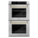 Autograph Edition 30 In. Professional True Convection Double Wall Oven With Air Fry And Self Clean In Satin Stainless Steel With Champagne Bronze Handles view 1