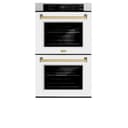 ZLINE Autograph Edition 30 in. Professional True Convection Double Wall Oven with Air Fry and Self Clean in Satin Stainless Steel with White Matte Doors and Champagne Bronze Handles (WADSZ-WM-30-CB) view 20