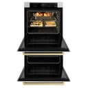 ZLINE Autograph Edition 30 in. Professional True Convection Double Wall Oven with Air Fry and Self Clean in Satin Stainless Steel with White Matte Doors and Champagne Bronze Handles (WADSZ-WM-30-CB) view 19