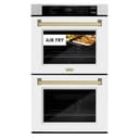 ZLINE Autograph Edition 30 in. Professional True Convection Double Wall Oven with Air Fry and Self Clean in Satin Stainless Steel with White Matte Doors and Champagne Bronze Handles (WADSZ-WM-30-CB) view 16