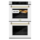 ZLINE Autograph Edition 30 in. Professional True Convection Double Wall Oven with Air Fry and Self Clean in Satin Stainless Steel with White Matte Doors and Polished Gold Handles (WADSZ-WM-30-G) view 16