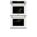 ZLINE Autograph Edition 30 in. Professional True Convection Double Wall Oven with Air Fry and Self Clean in Stainless Steel with White Matte Doors and Champagne Bronze Handles (WADZ-WM-30-CB) view 18