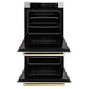 ZLINE Autograph Edition 30 in. Professional True Convection Double Wall Oven with Air Fry and Self Clean in Stainless Steel with White Matte Doors and Champagne Bronze Handles (WADZ-WM-30-CB) view 17