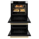 ZLINE Autograph Edition 30 in. Professional True Convection Double Wall Oven with Air Fry and Self Clean in Stainless Steel with White Matte Doors and Champagne Bronze Handles (WADZ-WM-30-CB) view 16