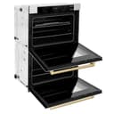 ZLINE Autograph Edition 30 in. Professional True Convection Double Wall Oven with Air Fry and Self Clean in Stainless Steel with White Matte Doors and Champagne Bronze Handles (WADZ-WM-30-CB) view 14