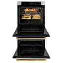 ZLINE Autograph Edition 30 in. Professional True Convection Double Wall Oven with Air Fry and Self Clean in Stainless Steel with White Matte Doors and Polished Gold Handles (WADZ-WM-30-G) view 9