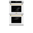 ZLINE Autograph Edition 30 in. Professional True Convection Double Wall Oven with Air Fry and Self Clean in Stainless Steel with White Matte Doors and Polished Gold Handles (WADZ-WM-30-G) view 8