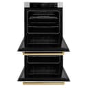 ZLINE Autograph Edition 30 in. Professional True Convection Double Wall Oven with Air Fry and Self Clean in Stainless Steel with White Matte Doors and Polished Gold Handles (WADZ-WM-30-G) view 7