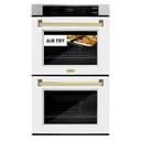 ZLINE Autograph Edition 30 in. Professional True Convection Double Wall Oven with Air Fry and Self Clean in Stainless Steel with White Matte Doors and Polished Gold Handles (WADZ-WM-30-G) view 6
