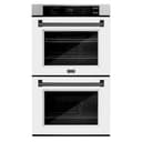 ZLINE Autograph Edition 30 in. Professional True Convection Double Wall Oven with Air Fry and Self Clean in Stainless Steel with White Matte Doors and Matte Black Handles (WADZ-WM-30-MB) view 1