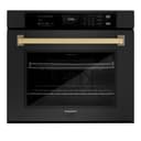 ZLINE Autograph Edition 30 in. Professional True Convection Single Wall Oven with Air Fry and Self Clean in Black Stainless Steel with Champagne Bronze Handle (WASBZ-30-CB) view 1